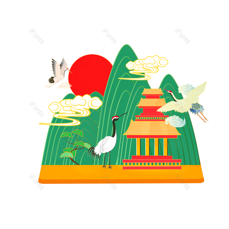 仙鹤图片,古风元素,国画PNG,工笔画免抠素材